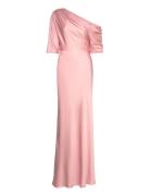 Malina Marisa Asymmetrical Satin Maxi Dress Rosa