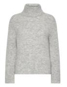 Slfsia Ras Ls Knit Rollneck Tops Knitwear Turtleneck Grey Selected Fem...