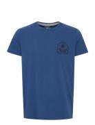 Tee Tops T-shirts Short-sleeved Blue Blend