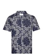 Lindbergh Paisley Aop Shirt S/S Marinblå