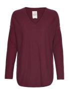 Iliviasapw V-Neck Tops Knitwear Jumpers Burgundy Part Two