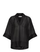 Kevinaiw Blouse Tops Blouses Short-sleeved Black InWear