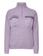 Ihmasino Ls Tops Knitwear Turtleneck Purple ICHI