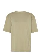 Jersey Essence Drape Tee Tops T-shirts & Tops Short-sleeved Khaki Gree...