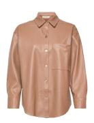 Anf Womens Wovens Tops Overshirts Brown Abercrombie & Fitch