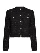 Tweed Cardigan With Jewel Button Tops Knitwear Cardigans Black Mango