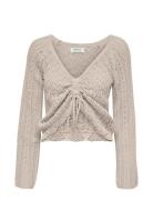 Onlnola Life Ls Ruching Pullover Knt Nca Tops Knitwear Jumpers Beige O...