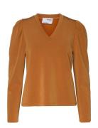 Slflora Ls V-Neck Sweat Top B Tops T-shirts & Tops Long-sleeved Orange...