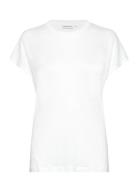 Linen Jersey C-Neck Top Ss Tops T-shirts & Tops Short-sleeved White Ca...