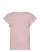 Mango Short-Sleeved Ruffle T-Shirt Rosa