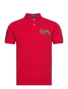 Polo Ralph Lauren Custom Slim Fit Triple-Pony Polo Shirt Röd