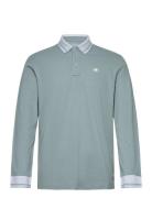Polo With Detailed Collar Tops Polos Long-sleeved Grey Tom Tailor