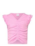 Top With Frill Sleeve Tops T-shirts Sleeveless Pink Lindex