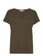 Fenya Modal Tee Tops T-shirts & Tops Short-sleeved Khaki Green MSCH Co...