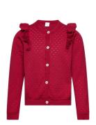 Cardigan Patternknit And Frill Tops Knitwear Cardigans Red Lindex