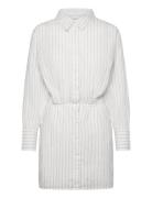 Linen Blend Shirt Dress Kort Klänning White Gina Tricot