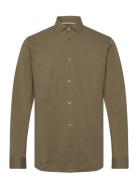 Clean Formal Stretch Shirt L/S Tops Shirts Business Khaki Green Clean ...