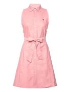 Oxford Sleeveless Shirtdress Knälång Klänning Pink Polo Ralph Lauren
