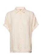 Aven Ss Linen Shirt Tops Shirts Short-sleeved Cream MOS MOSH