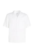 Linen Cotton Cuban S/S Shirt Tops Shirts Short-sleeved White Calvin Kl...