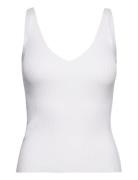 V-Neck Knitted Top Tops T-shirts & Tops Sleeveless White Mango