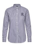 Striped Cotton Broadcloth Shirt Tops Shirts Long-sleeved Blue Lauren R...