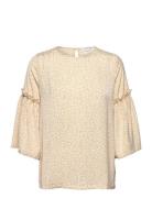 Recycled Polyester Blouse Tops Blouses Long-sleeved Beige Rosemunde