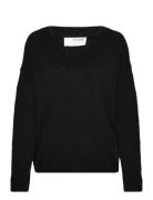 Selected Femme Slfmaline Ls Knit V-Neck Noos Svart