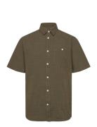 Knowledge Cotton Apparel Regular Linen Look Short Sleeve Shi Grön