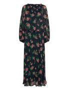 ROTATE Birger Christensen Chiffon Maxi Dress Marinblå