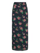 ROTATE Birger Christensen Chiffon Maxi Skirt Marinblå