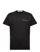 Chest Institutional Slim Ss Tee Tops T-shirts Short-sleeved Black Calv...