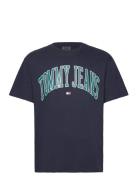 Tjm Reg Popcolor Varsity Tee Ext Tops T-shirts Short-sleeved Navy Tomm...