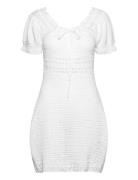 Gina Tricot Crochet Knitted Dress Vit