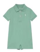 Soft Cotton Polo Shortall Bodysuits Short-sleeved Green Ralph Lauren B...