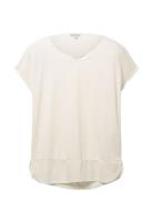 T-Shirt Fabric Mix Tops T-shirts & Tops Short-sleeved White Tom Tailor