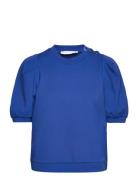 Sweat Shirt With Pleats Tops T-shirts & Tops Short-sleeved Blue Coster...