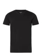 Men's V-Neck Tee, Cotton/Stretch Tops T-shirts Short-sleeved Black NOR...