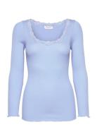 Rosemunde Rwbabette Ls U-Neck Lace T-Shirt Blå