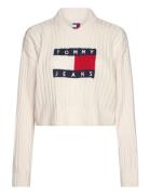 Tommy Jeans Tjw Vnck Center Flag Sweater Ext Vit