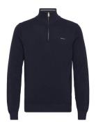 GANT Cotton Pique Half Zip Marinblå