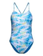 NIKE SWIM Nike Cut Out Piece Hydrastrong Multi Print Blå