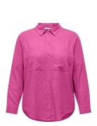 ONLY Carmakoma Carcaro L/S Ovs Linen Shirt Tlr Rosa