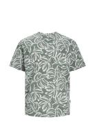 Jack & J S Jorlafayette Aop Tee Ss Crew Neck Ln Khaki Green