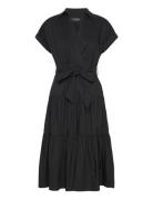 Lauren Ralph Lauren Belted Cotton-Blend Tiered Dress Svart