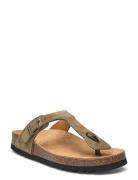 Sl Nicole Suede Platta Sandaler Khaki Green Scholl