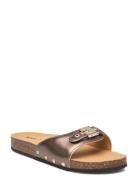 Sl Pescura Margot Leather Platta Sandaler Brown Scholl