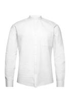 Lindbergh Seersucker Manderin Shirt L/S Vit