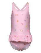 Color Kids Swimsuit W. Skirt, Aop Rosa