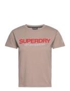 Superdry Sport Sportswear Logo Fitted Tee Beige